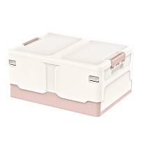Ящик пластиковый складной белый, дно розовое, 480х360х240 мм в Рославле Ящик пластиковый складной белый, дно розовое, 480х360х240 мм в Рославле