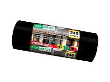 Мешки для мусора 240 л, ароматизированные, черные, в рулоне 10 шт., ПВД 45 мкм, 1300х930 мм, PREMIUM+, 24010830