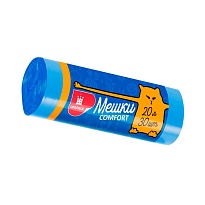Мешки для мусора 20 л, синие, в рулоне 30 шт., ПНД, 8 мкм, 500х400 мм, Comfort, М0017 (МН 20-30с) в Рославле Мешки для мусора 20 л, синие, в рулоне 30 шт., ПНД, 8 мкм, 500х400 мм, Comfort, М0017 (МН 20-30с) в Рославле