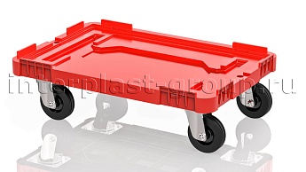 Тележка пластиковая сплошная без тормозов красная в Рославле Тележка пластиковая сплошная без тормозов красная в Рославле