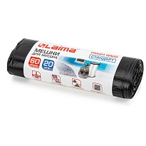 Мешки для мусора 60 л, черные, в рулоне 20 шт., ПНД, 10 мкм, 700х600 мм, LAIMA, 601381 в Рославле