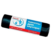 Мешки для мусора 160 л, черные, в рулоне 20 шт., ПВД, 30 мкм, 1200х870 мм, PACLAN Professional, 604082 в Рославле Мешки для мусора 160 л, черные, в рулоне 20 шт., ПВД, 30 мкм, 1200х870 мм, PACLAN Professional, 604082 в Рославле