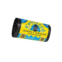 Мешки для мусора 20 л, с ушками, черные, в рулоне 30 шт., ПНД, 10 мкм, 550х440 мм, Крепакоф, 4607075710405 в Рославле Мешки для мусора 20 л, с ушками, черные, в рулоне 30 шт., ПНД, 10 мкм, 550х440 мм, Крепакоф, 4607075710405 в Рославле