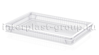 Ящик для полуфабрикатов перфорированные стенки сплошное дно белый в Рославле
