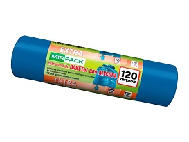 Мешки для мусора 120 л, синие, в рулоне 10 шт., ПНД, 14 мкм, 1100х700 мм, EXTRA, ex1201802 в Рославле Мешки для мусора 120 л, синие, в рулоне 10 шт., ПНД, 14 мкм, 1100х700 мм, EXTRA, ex1201802 в Рославле