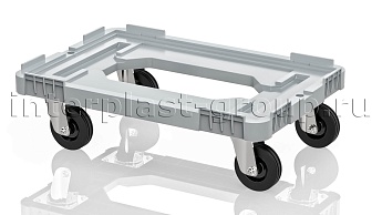 Тележка пластиковая с отверстием без тормозов серая в Рославле Тележка пластиковая с отверстием без тормозов серая в Рославле