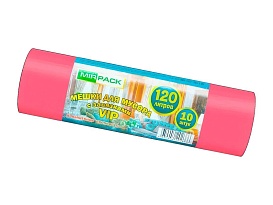 Мешки для мусора 120 л, с завязками, красные, в рулоне 10 шт., ПНД, 15 мкм, 800х750 мм, VIP, Z12010red в Рославле