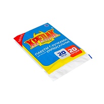 Мешки для мусора 20 л, с ручками, черные, в пачке 20 шт., ПНД, 10 мкм, 550х440 мм, Крепак, 4607075710085 в Рославле