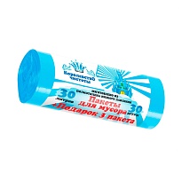 Мешки для мусора 30 л, голубые, в рулоне 30 шт. + 3 пакета в подарок, ПНД, 5 мкм, 560х480 мм, Королевство Чистоты, МК3964 (ПЭКЧ-30-30г) в Рославле