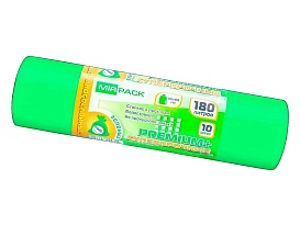 Мешки для мусора 180 л, ароматизированные, зеленые, в рулоне 10 шт., ПВД, 35 мкм, 1100х930 мм, PREMIUM+, 180105301 в Рославле