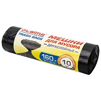 Мешки для мусора 160 л, черные, в рулоне 10 шт., ПВД, 30 мкм, 1200х900 мм, LAIMA ULTRA, 607694 в Рославле