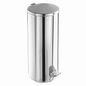 Ведро для мусора с педалью, усиленное, Титан, 30 л, кольцо под мешок, нержавеющая сталь, хром