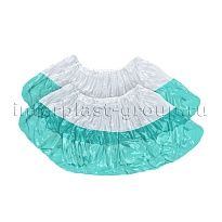 Бахилы бело-бирюзовые 1000 шт (500 пар), 48 мкм, двойная подошва, с одной резинкой, Эконом+ в Рославле