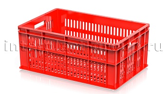 Ящик для молока, мяса, овощей и фруктов большая перфорация дно перфорированное красный в Рославле