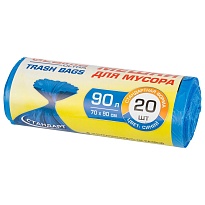 Мешки для мусора 90 л, синие, в рулоне 20 шт., ПНД, 14 мкм, 900х700 мм, LAIMA ULTRA, 607693 в Рославле