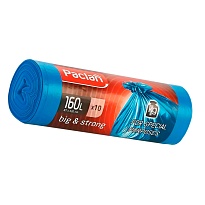 Мешки для мусора 160 л, синие, в рулоне 10 шт., ПВД, 21 мкм, 1200х870 мм, PACLAN Big&Strong, 604075 в Рославле