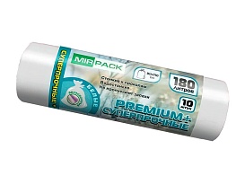 Мешки для мусора 180 л, ароматизированные, белые, в рулоне 10 шт., ПВД, 35 мкм, 1100х930 мм, PREMIUM+, 180105302 в Рославле