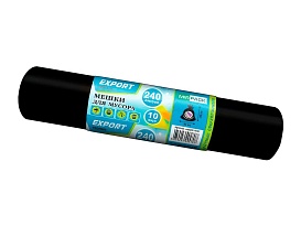 Мешки для мусора 240 л, черные, в рулоне 10 шт., ПВД 80 мкм, 1300х930 мм, EXPORT, exp 24010167 в Рославле