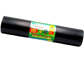 Мешки для мусора 280 л, ароматизированные, черные, в рулоне 10 шт., ПВД 110 мкм, 1400х930 мм, Добрыня, Dob28010black в Рославле
