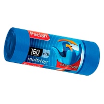 Мешки для мусора 160 л, с ушками, синие, в рулоне 10 шт., ПВД, 30 мкм, 1250х900 мм, PACLAN Multitop, 604064 в Рославле