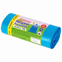 Мешки для мусора 35 л, синие, в рулоне 30 шт., ПНД, 10 мкм, 600х500 мм, Любаша, 608091 в Рославле