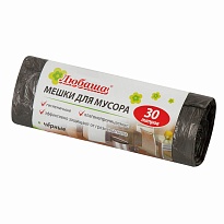 Мешки для мусора 30 л, черные, в рулоне 20 шт., ПНД, 5 мкм, 550х470 мм, Любаша эконом, 605329 в Рославле Мешки для мусора 30 л, черные, в рулоне 20 шт., ПНД, 5 мкм, 550х470 мм, Любаша эконом, 605329 в Рославле