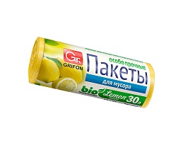 Мешки для мусора 30 л, ароматизированные, Лимон, желтые, в рулоне 20 шт., ПНД, 9 мкм, 560х530 мм, GRIFON Aroma, 101-020 Li в Рославле Мешки для мусора 30 л, ароматизированные, Лимон, желтые, в рулоне 20 шт., ПНД, 9 мкм, 560х530 мм, GRIFON Aroma, 101-020 Li в Рославле