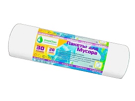 Мешки для мусора 30 л, белые, в рулоне 20 шт., ПНД, 7 мкм, 600х500 мм, MIRPACK Classik, 302042 в Рославле Мешки для мусора 30 л, белые, в рулоне 20 шт., ПНД, 7 мкм, 600х500 мм, MIRPACK Classik, 302042 в Рославле
