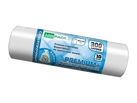 Мешки для мусора 300 л, белые, в рулоне 10 шт., ПВД 70 мкм, 1400х1000 мм, PREMIUM+, 300101602 в Рославле