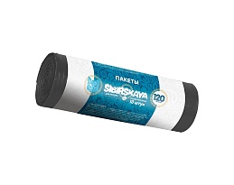 Мешки для мусора 120 л, черные, в рулоне 10 шт., ПНД, 14 мкм, 1100х700 мм, SIBIRSKAYA, 101-008 S в Рославле