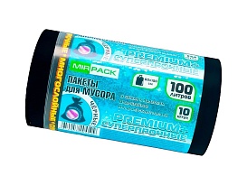 Мешки для мусора 100 л, черные, в рулоне 10 шт., ПВД, 70 мкм, 1000х600 мм, PREMIUM+, 1001076 в Рославле