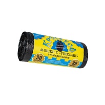 Мешки для мусора 30 л, с ушками, черные, в рулоне 30 шт., ПНД, 8 мкм, 580х460 мм, Крепакоф, 4607075710412 в Рославле Мешки для мусора 30 л, с ушками, черные, в рулоне 30 шт., ПНД, 8 мкм, 580х460 мм, Крепакоф, 4607075710412 в Рославле