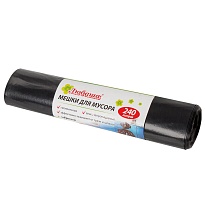 Мешки для мусора 240 л, черные, в рулоне 5 шт., ПВД 30 мкм, 1300х900 мм, Любаша, 605338 в Рославле Мешки для мусора 240 л, черные, в рулоне 5 шт., ПВД 30 мкм, 1300х900 мм, Любаша, 605338 в Рославле