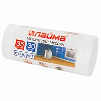 Мешки для мусора 35 л, белые, в рулоне 30 шт., ПНД, 6 мкм, 550х480 мм, LAIMA, 605538 в Рославле